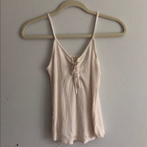 Creme lace up camisole